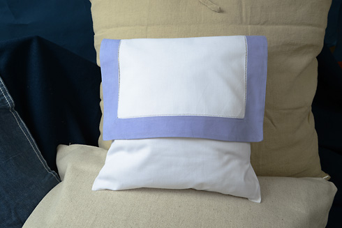 Hemstitch Baby Square Envelope Pillow 12" SQ. Lavender color - Click Image to Close